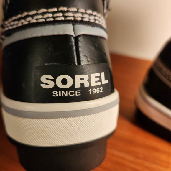 SOREL Leather Warm Lining Waterproof Winter Snow Boots Women (6) Black/White - Picture 10 of 16